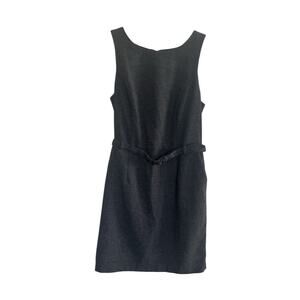 BANANA REPUBLIC 12 Grey Tweed Belted Wool Blend Sleeveless Sheath Dress #4856
